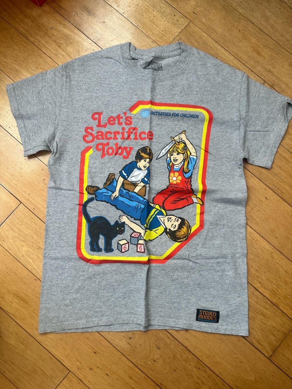 Let’s Sacrifice Toby Graphic Tee - Grey with Red & Yellow Print